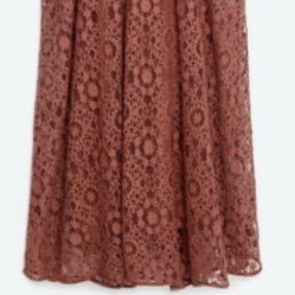 NWT $70 ZARA Women S Terracotta Lace Overlay Cami Midi Dress Bohemian Elegant - Picture 13 of 13